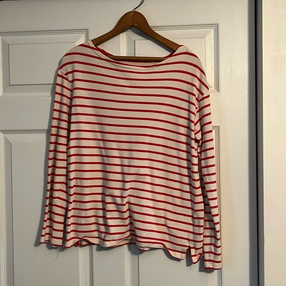 Old Navy orange and cream colored long sleeve shirt. Size medium